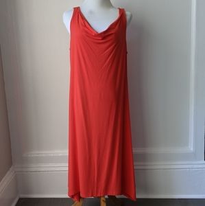 Eileen Fisher Orange Cowl Neck Shift Midi Dress